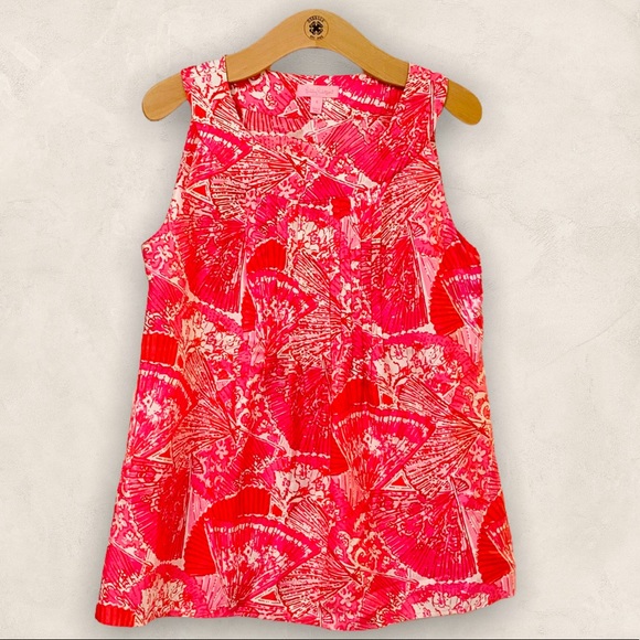 NWT Lilly Pulitzer Rylan Silk Punch Pink Printed Sleeveless Top - Picture 1 of 10